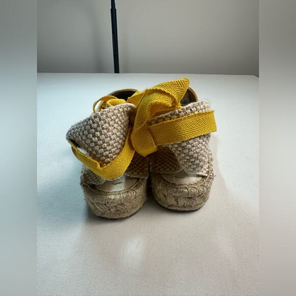 Soludos | Lauren Espadrilles Plaid Marigold Ankle Wrap Ties Jute NWOB - Picture 6 of 10